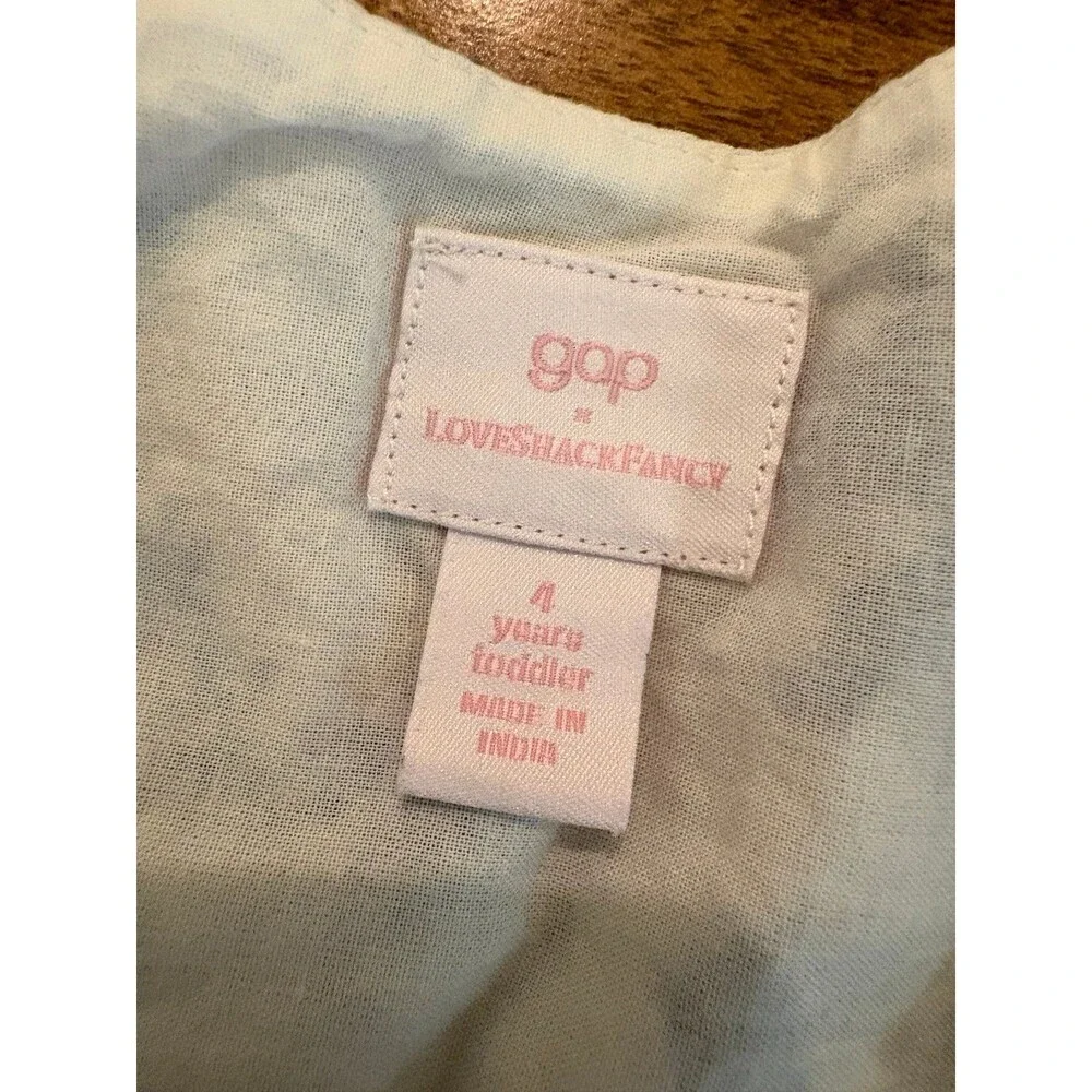 Baby Gap Love Shack Fancy Floral Eyelet Dress, Blue and White, Size 4T